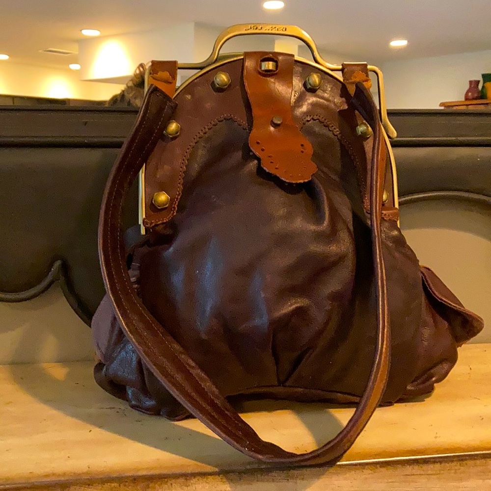 Rare Jas M. B. leather satchel